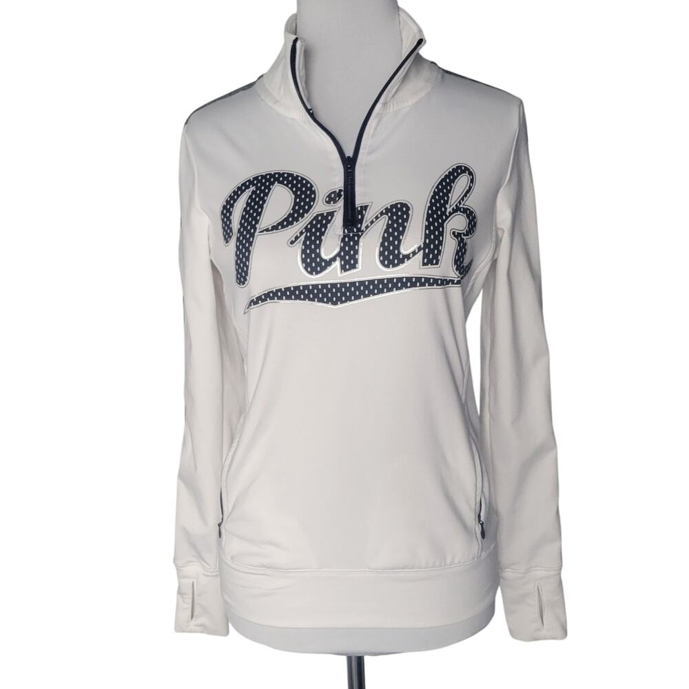 VS Pink XS Ultimate Quarter Zip Pullover Women's White Excellent